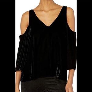 Black velvet cold shoulder top